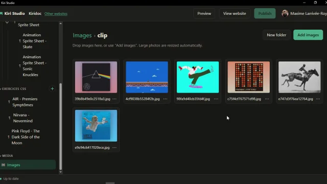 The image manager, with a grid of thumbnails