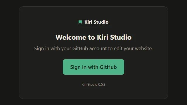 The welcome screen with a Sign in with GitHub button