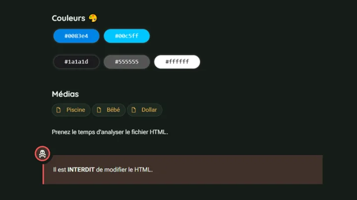 Colour pills, file links and an alert bubble from the course components