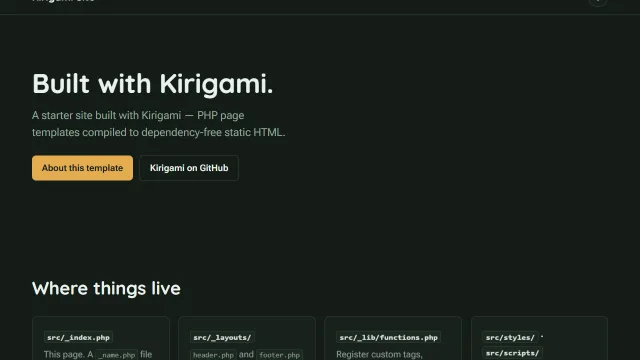 The default template's homepage